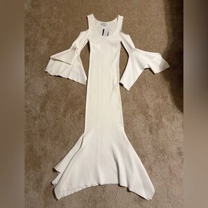 bebe White Flared Sleeve Dress